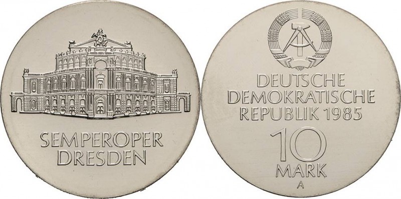 Gedenkmünzen
 10 Mark 1985. Semperoper Jaeger 1600 Stempelglanz/fast Stempelgla...