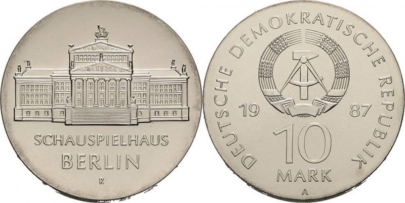 Gedenkmünzen
 10 Mark 1987. Schauspielhaus Jaeger 1616 Kl. Stempelfehler, fast ...