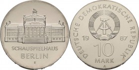 Gedenkmünzen
 10 Mark 1987. Schauspielhaus Jaeger 1616 Kl. Stempelfehler, fast Stempelglanz