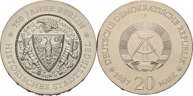Gedenkmünzen
 20 Mark 1987. Stadtsiegel Jaeger 1617 Stempelglanz/fast Stempelglanz