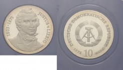 Gedenkmünzen Polierte Platte
 10 Mark 1978. Liebig.Im verplombten Originaletui Jaeger 1567 Polierte Platte