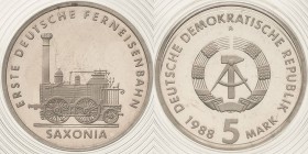 Gedenkmünzen Polierte Platte
 5 Mark 1988. Saxonia. Im verplombten Originaletui Jaeger 1618 Polierte Platte