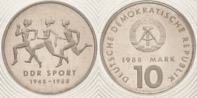 Gedenkmünzen Polierte Platte
 10 Mark 1988. Sport.Im verplombten Originaletui Jaeger 1623 Polierte Platte