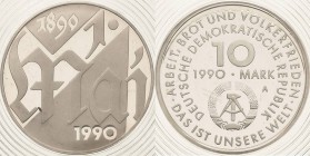 Gedenkmünzen Polierte Platte
 10 Mark 1990. 1. Mai. Im verplombten Originaletui Jaeger 1637 Polierte Platte