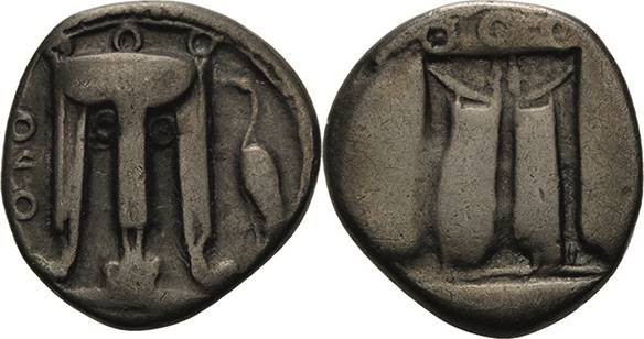 Bruttium Kroton
 Stater um 480/430 v. Chr. Dreifuß zwischen den griechischen Bu...