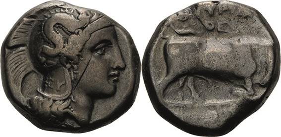 Lukanien Thurioi (Thurium)
 Didrachme 4. Jahrhundert v. Chr. Athenakopf nach re...