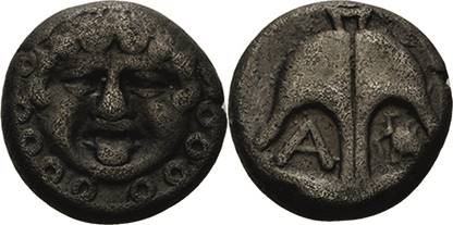 Thrakien Apollonia Pontika
 Drachme 4. Jahrhundert v. Chr. Gorgoneion umringt v...