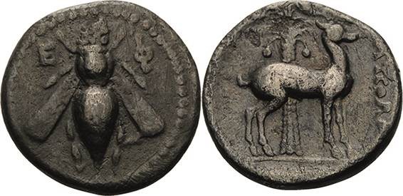 Ionien Ephesos
 Drachme 202/133 v. Chr. Münzbeamter Apollonios. Biene zwischen ...