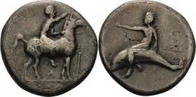 Kalabria Tarent
 Didrachme um 300 v. Chr. Nackter Reiter nach rechts bekränzt sein Pferd / Phalantos auf Delfin nach links BMC - Vlasto Coll. 666 7.4...