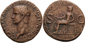 Kaiserzeit
Caligula 37-41 As 40/41, Rom Kopf nach links, C CAESAR DIVI AVG PRON AVG P M TR P IIII P P / Vesta mit Zepter und Patera sitzt nach links ...