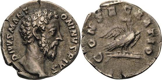 Kaiserzeit
Marcus Aurelius 161-180 Denar nach 180, Rom Kopf nach rechts, DIVVS ...