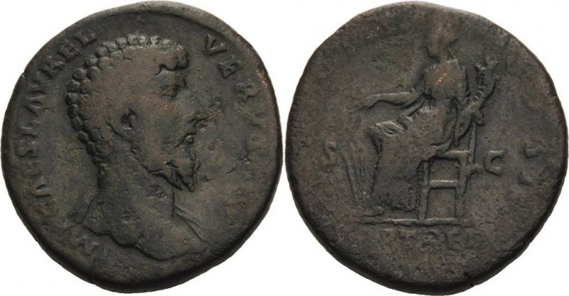 Kaiserzeit
Lucius Verus 161-169 Sesterz 162/163, Rom Kopf nach rechts, IMP CAES...