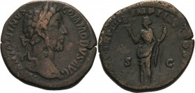 Kaiserzeit
Commodus 180-192 Sesterz 181-182, Rom Belorbeerter Kopf nach rechts, M ANTONINUS COMMODVS AVG / Felicitas mit Caduceus und Zepter steht na...