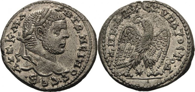 Kaiserzeit
Caracalla 198-217 Tetradrachme 215/217, Laodikea ad mare Kopf mit Lo...