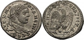 Kaiserzeit
Caracalla 198-217 Tetradrachme 215/217, Laodikea ad mare Kopf mit Lorbeerkranz nach rechts /Adler mit nach links gewandtem Kopf und Kranz ...