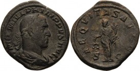 Kaiserzeit
Philippus I. (Arabs) 244-249 Sesterz 244/249, Rom Brustbild mit Lorbeerkranz nach rechts, IMP M IVL PHILIPPVS AVG / Äquitas steht mit Waag...