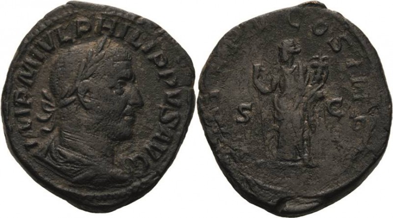 Kaiserzeit
Philippus I. (Arabs) 244-249 Sesterz 245, Rom Brustbild nach rechts,...