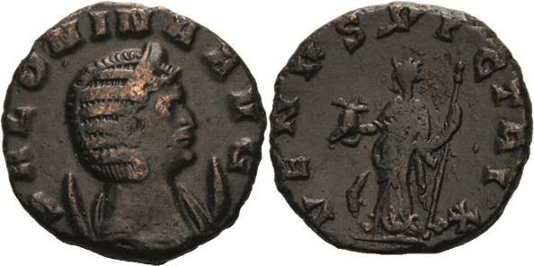 Kaiserzeit
Salonina, Gemahlin des Gallienus + 268 Antoninian vor 268, Rom Brust...