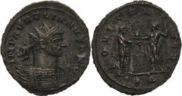 Kaiserzeit
Aurelianus 270-275 Antoninian 270-275, Rom 4. Offizin. Brustbild mit Strahlenkrone und Kürass nach rechts, IMP AVRELIANVS AVG / Kaiser mit...