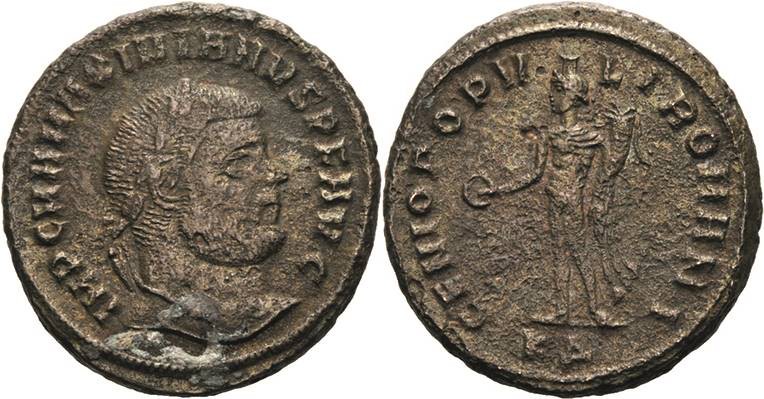 Kaiserzeit
Maximianus 285-308 Follis 295/296, Cyzicus Kopf mit Lorbeerkranz nac...