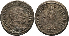 Kaiserzeit
Maximianus 285-308 Follis 295/296, Cyzicus Kopf mit Lorbeerkranz nach rechts, IMP C MAXIMIANVS PF AVG / Genius mit Mauerzinnenkrone steht ...