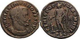Kaiserzeit
Maximianus Herculius 286-305 Follis 303/305, Lugdunum Brustbild mit Lorbeerkranz nach rechts, DN MAXIMIAQNO PF S AVG / Genius opfert nach ...