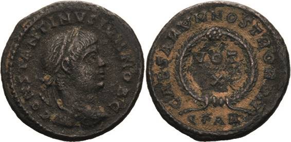 Kaiserzeit
Constantinus II. Caesar 317-337 Follis 322/324, Arles Brustbild mit ...