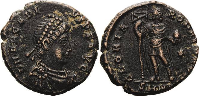 Kaiserzeit
Arcadius 383-408 Follis 383/408, Herakleia Brustbild mit Perlendiade...