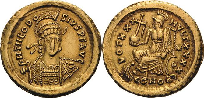 Kaiserzeit
Theodosius II. 408-450 Solidus 430/440, Constantinopel Brustbild mit...