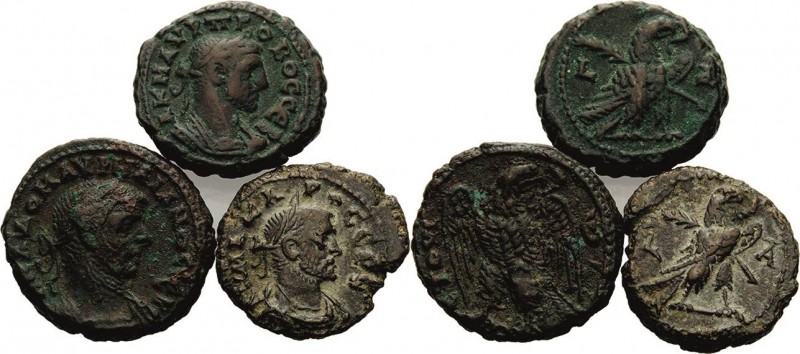 Römische Münzen
Lot-3 Stück Interessante Serie Alexandrinischer Provinzialmünze...
