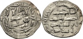 Umayyaden in Spanien
Abd ar-Rahman II. 822-852 Dirham 838 (=AH 223), Al-Andalus Mitchiner - Album 342.3 Wilkes 549 1.76 g. Leicht bearbeitet, gewellt...