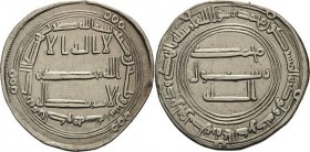 Abbasiden
Al-Saffah 749-754 Dirham 750 (=AH 132), Al-Kufa Mitchiner 135 Klat 548 Album 211 Wilkes 375 2.78 g. Sehr schön+