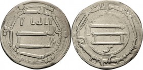 Abbasiden
al-Mansur 754-775 Dirham 761 (=AH 144), Al-Basra Mitchiner 147 Album 213.1 Wilkes 377 2.91 g. Sehr schön