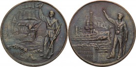 Argentinien
 Bronzemedaille 1910 (C. Rossi) 100-Jahrfeier der Unabhängigkeit. Soldat mit Gewehr steht am Ufer und begrüßt ein ankommendes Segelschiff...