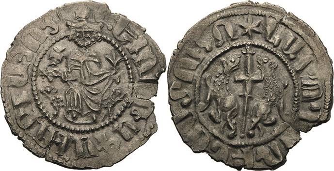 Armenien
Leon I. 1196-1219 Tram König sitzt von vorn auf einem mit Löwen verzie...