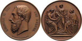 Belgien-Königreich
Leopold II. 1865-1909 Bronzemedaille 1869 (Ed. Geerts) Auf das 1. Musikfestival in Brüssel. Kopf nach links / Thronende Frauengest...