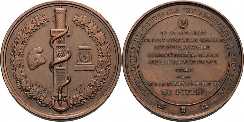 Belgien-Brüssel
 Bronzemedaille 1830 (Veyrat) Auf die provisorische Regierung. ...