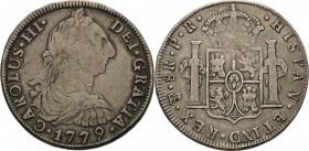 Bolivien
Karl III. 1759-1788 8 Reales 1779, PTS/PR-Potosi KM 55 Cayon 11280 Davenport 1700 Sehr schön
