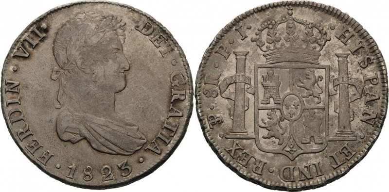 Bolivien
Ferdinand VII. 1808-1825 8 Reales 1823, PTS/PI-Potosi KM 84 Cayon 1520...