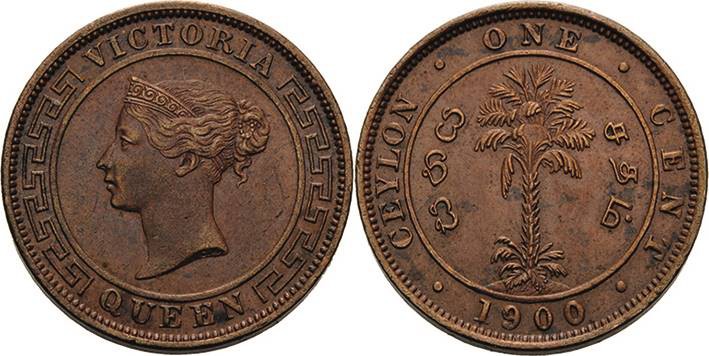Ceylon
Victoria 1837-1901 Cent 1900. KM 92 Vorzüglich-prägefrisch
