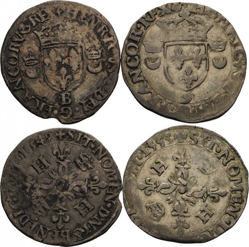 Frankreich
Heinrich II. 1547-1559 Douzain aux croissants 1549, B-Rouen und 1555...