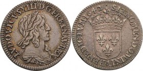 Frankreich
Ludwig XIII. 1610-1643 1/12 Écu 1642, A-Paris Gadoury 45 Duplessy 1348 Droulers 125 Fast vorzüglich