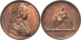 Frankreich
Ludwig XV. 1715-1774 Bronzemedaille 1730 (Duvivier/Blanc) Geburt des Herzogs von Anjou. Brustbild nach rechts / Sitzende Gallia im Lilieng...