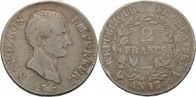 Frankreich
Napoleon I. 1804-1814, 1815 2 Francs 1804/05 (AN 13), A-Paris Gadoury 495 Sehr schön