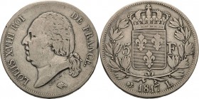 Frankreich
Ludwig XVIII. 1814, 1815-1824 5 Francs 1817, L-Bayonne Gadoury 614 Davenport 87 Randfehler, sehr schön