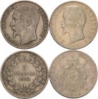 Frankreich
Zweite Republik 1848-1852 5 Francs 1852, A-Paris Louis-Napoleon Bonaparte und 1855, A-Paris Gadoury 726, 734 Davenport 94, 95 2 Stück. Fas...