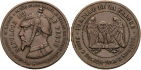 Frankreich
Napoleon III. 1852-1870 Bronzejeton 1870. Spottmedaille auf seine Gefangennahme in der Schlacht bei Sedan - "N'ayant pas le courage...". B...