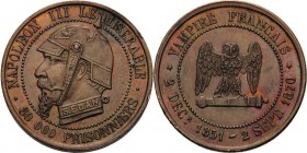 Frankreich
Napoleon III. 1852-1870 Bronzejeton 1870. Spottmedaille auf seine Gefangennahme in der Schlacht bei Sedan - "80000 Prisonniers". Brustbild...