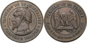 Frankreich
Napoleon III. 1852-1870 Bronzejeton 1870. Spottmedaille auf seine Gefangennahme in der Schlacht bei Sedan - "Parjure & Traitre". Brustbild...
