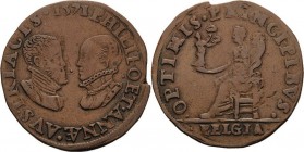 Spanien
Philipp II. 1556-1598 Bronzejeton 1571. Auf die Schlacht von Lepanto. Brustbilder Philipp II von Spanien und Annas von Österreich einander zu...